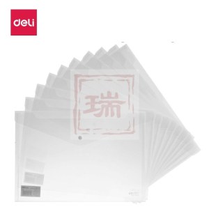 得力5505 加厚文件袋 塑料防水按扣资料袋 10个/包 (透明)