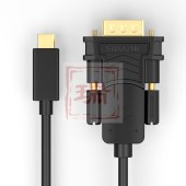 山泽(SAMZHE) Type-C转VGA转换线 黑色 1.5米  TPC-VG15 USB-C转vga高清转接器 连接电视投影仪数据线