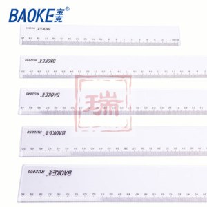 宝克RU2050尺子  格尺直尺学习办公文具用尺50cm透明塑料直尺画图尺子测量工具