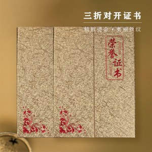 昌鑫 奥丽丝纹三折对开荣誉证书 A4 金黄色 CX-600-10荣誉证书