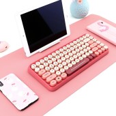 镭拓（Rantopad）RF200 蓝牙键盘ipad平板专用无线女生办公专用圆点苹果外接可连手机键盘套装 粉色