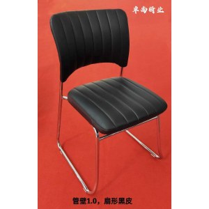 卓尚扇形黑皮椅电脑椅办公椅靠背椅会议椅皮革椅1.0加厚管壁椅子