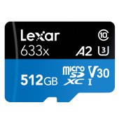 雷克沙（Lexar）512GB TF（MicroSD）存储卡 Class10 U3 A1 读100MB/s （633x）