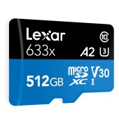 雷克沙（Lexar）512GB TF（MicroSD）存储卡 Class10 U3 A1 读100MB/s （633x）