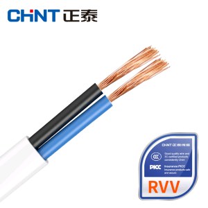 正泰 纯铜RVV电线 电源线 2芯2.5软白色护套线100米