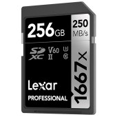 雷克沙（Lexar）256GB 高速SD存储卡U3 V60内存卡读250MB/s 写120MB/s(1667X）