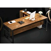 办公桌椅组合 办公桌 弓形椅 电脑桌 黑架+金橡木色（桌子+大侧柜） 1.4米*0.6米
