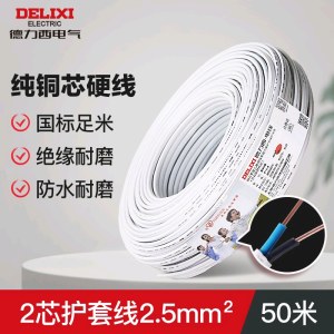 德力西(DELIXI) BVVB2.5平方 电线电缆 铜芯电线 50米 两芯护套线2.5平【 BVVB-2*2.5】50米