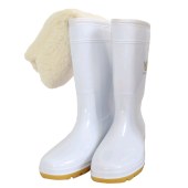 冬季食堂专用加棉水靴高筒 耐酸碱食品专用防水保暖加棉水鞋 白色 41——44码