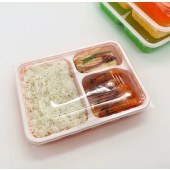 一次性塑料餐盒 三格 橘白色  600套/件