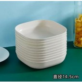 日式吐骨碟 小盘子 加深方蝶 塑料餐桌菜盘 直径14.5cm 10个/组 米色