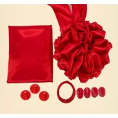 揭幕布套装 竖版 红绸缎（含揭幕布+花球+拉绳）适用尺寸240*40cm