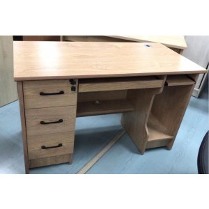 电脑桌台式 1400*700*750mm 现代简约带抽屉写字桌子 橡胶木色