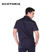 SCOTORIA  CVC2401 夏季高棉短袖工作服 工程车间劳保服 透气吸湿耐磨  藏蓝色套装 尺寸备注
