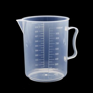 PP塑料烧杯 1000ML 带柄 透明加厚带刻度烘焙量杯