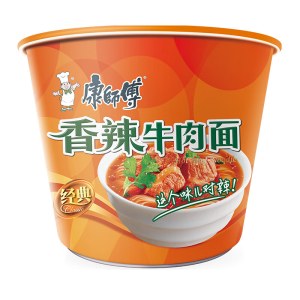 康师傅 香辣牛肉面 速食食品 整箱装 12桶/箱