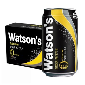 屈臣氏（Watsons）原味无糖苏打水 汽水饮料330mL*24罐 整箱装（新老包装随机发货）