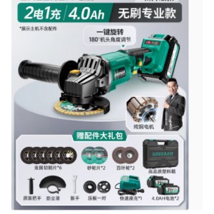 绿林角磨机  LL-LJM21-01 760w 含金属切割片*6 厚砂轮片*2 原装把手 百叶轮*2 防尘罩 扳手 压板*2 快速座充*1 4.0AH电池*2 高品质塑料箱