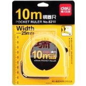 得力 8210 测量工具盒尺钢卷尺 10m米 卷尺测量抗磨木工尺钢尺钢制尺 单位个