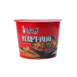 康师傅 方便面 大食桶红烧牛肉桶面 12桶/箱 泡面整箱速食 方便食品