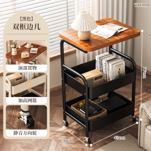 分区收纳置物架 3层置物车 黑色 43*30*77cm 加厚 顶部置物板 万向轮款 单位 个