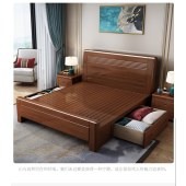 双人床 箱体结构 现代简约胡桃木双人床（含床头柜2个） 1800*2000mm【含安装】