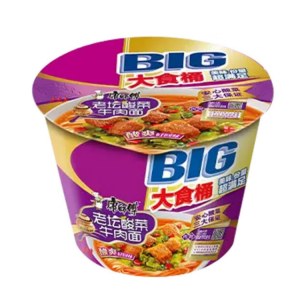 康师傅 老坛酸菜牛肉面 BIG大食桶 方便面 桶装 12桶/箱 整箱装 （新老包装随机发货）单位 箱
