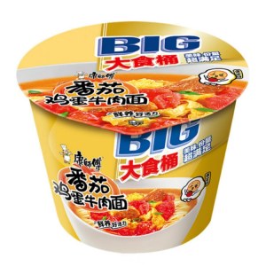 康师傅 番茄鸡蛋牛肉面 BIG大食桶 方便面 桶装 12桶/箱 整箱装 （新老包装随机发货）单位 箱