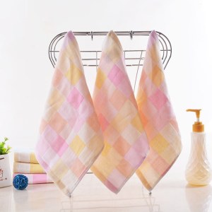 小方巾 25*25cm 纯棉格子口水巾小手帕 20条/组（颜色随机）
