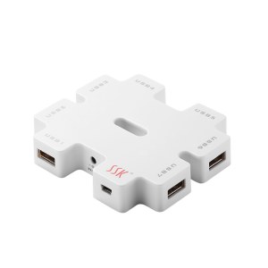 飚王 SHU011 七口USB集线器 分线器 USB2.0 带电源（5V2A）白色1.5M 单位 个