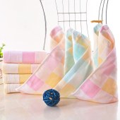 小方巾 25*25cm 纯棉格子口水巾小手帕 20条/组（颜色随机）