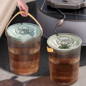 茶水桶 12L 中号 22*18*27.5cm 茶褐棕 过滤茶桶 手提盖/茶水分离垃圾桶干湿分离 单位 个