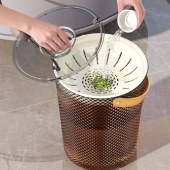 茶水桶 12L 中号 22*18*27.5cm 茶褐棕 过滤茶桶 手提盖/茶水分离垃圾桶干湿分离 单位 个