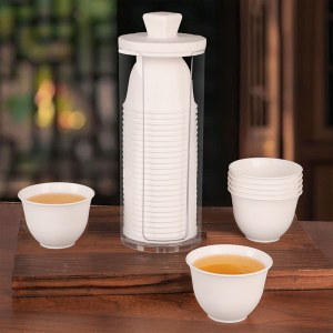一次性稻壳水杯功夫茶杯 85ml 40个/包 6.2*4.5*3cm