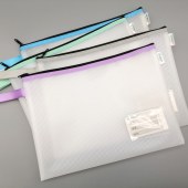 得培力D-660 透明拉链网袋 文件袋公文包 手提袋 拉链资料加厚拉边袋 收纳袋 （A4） 10个/包