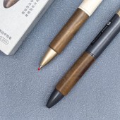 晨光 K35胡桃木按动中性笔0.5mm黑色速干油墨子弹头笔尖天然木质护套学生教师办公记事务笔K350V文具
