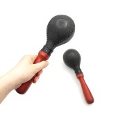 塑胶头手摇沙球 打击乐伴奏沙球沙锤 9.2*3.5*24cm 红黑色一对