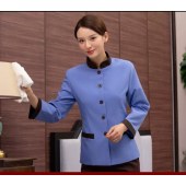 酒店宾馆客房清洁保洁工作服 蓝色长袖  五扣 套装 尺码备注
