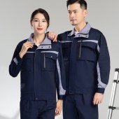 工作服套装 男女春秋长袖劳保服 藏蓝灰边套装 尺码备注