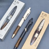 晨光 K35胡桃木按动中性笔0.5mm黑色速干油墨子弹头笔尖天然木质护套学生教师办公记事务笔K350V文具