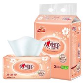 心相印抽纸2层抽纸原木纸巾抽纸200抽餐巾纸 大码宽幅  3包/提   DT200（颜色随机发货）