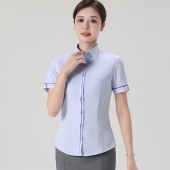 夏季工装套装 工作服 蓝色短袖衬衫+深蓝色工装裙 尺码下单备注