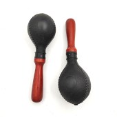 塑胶头手摇沙球 打击乐伴奏沙球沙锤 9.2*3.5*24cm 红黑色一对