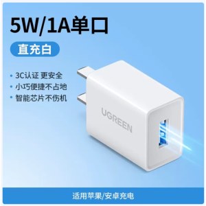 绿联 手机充电头 50714 5V1A 单口 白色