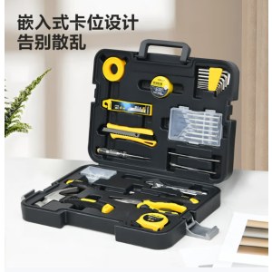 得力 DL1038J 工具箱套装 五金手动电工木工电讯维修套装38件套+简约风塑盒 单位 套