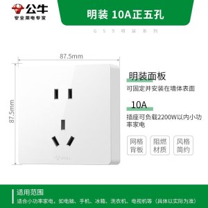 公牛（BULL）明装大板开关插座 G59系列 正五孔插座 10A