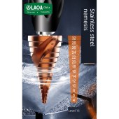 LAOA老A 宝塔钻含钴不锈钢开孔器木工钻头10阶 4-22mm LA160422