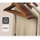 衣挂 厚1.2cm 挂衣实木衣撑无痕专用衣架子44.5cm 胡桃色 20个/组