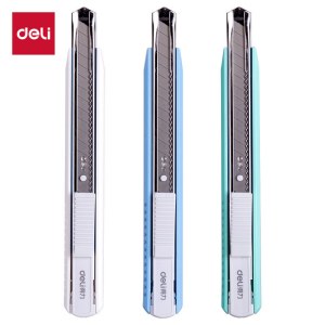 得力 2086 小号美工刀壁纸刀铝合金外壳快递刀开箱刀裁纸刀9mm简约办公用品 颜色随机 单把