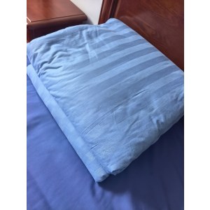 缎纹 单人床上用品三件套 （枕套+被套+床单）蓝缎纹 单位 套